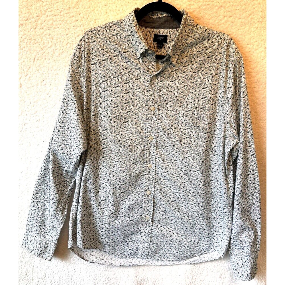 J.‎ Crew Floral Shirt Size Large Men Long Sleeve 100% Cotton Made In Madagascar